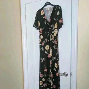 Long floral black flamingo  maxi dress size medium